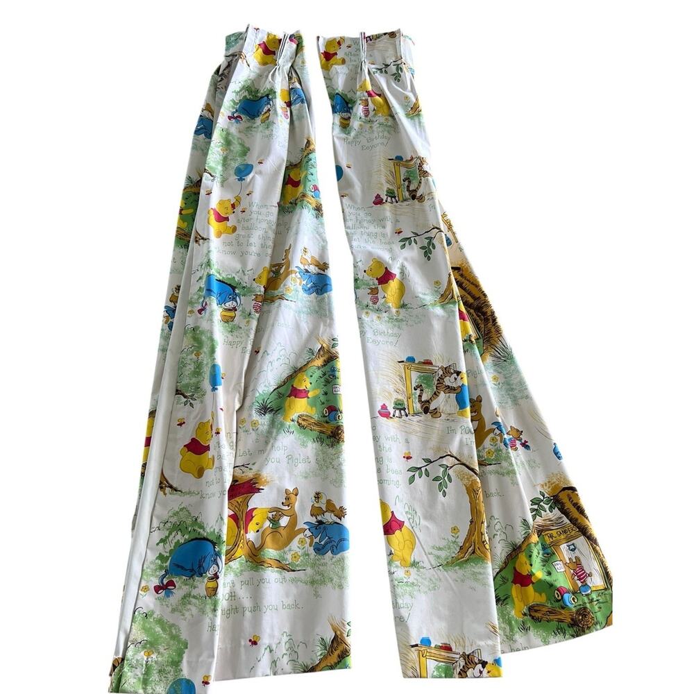 Vintage Classic Winnie The Pooh Pleated Curtain Set Perma-Prest 35" x 61" Disney